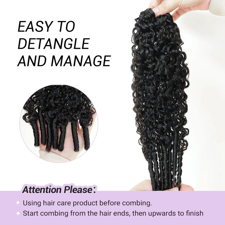 Mamushow Feather Crochet Human Hair Bundles for Miracle Knots Human Hair Burmese Curly Pre-Separated 50g/Pack Reusable Invisible 100% Virgin Human Hair Crochet Extensions Natural Black