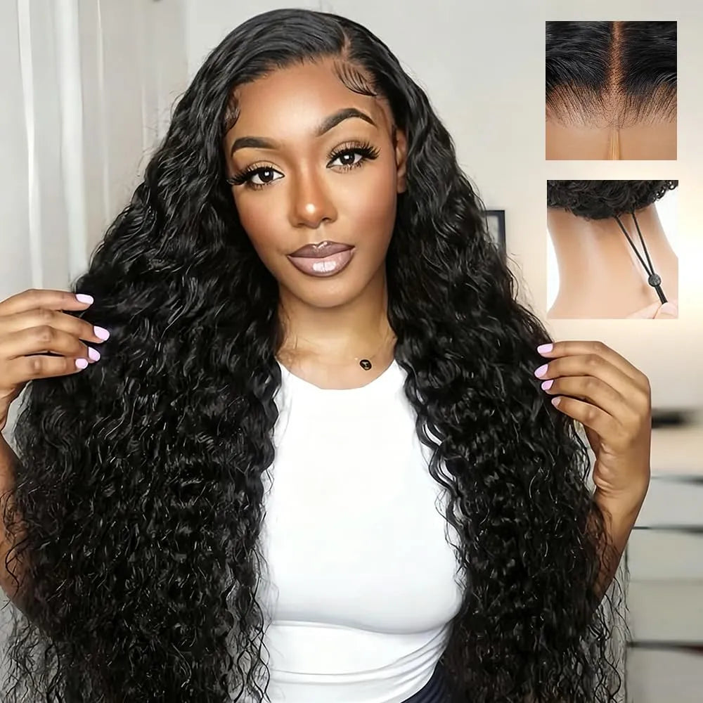 Wear &amp; Go 7x6 Water Wave Wig Lace Front Glueless Wig Invisible Drawstring