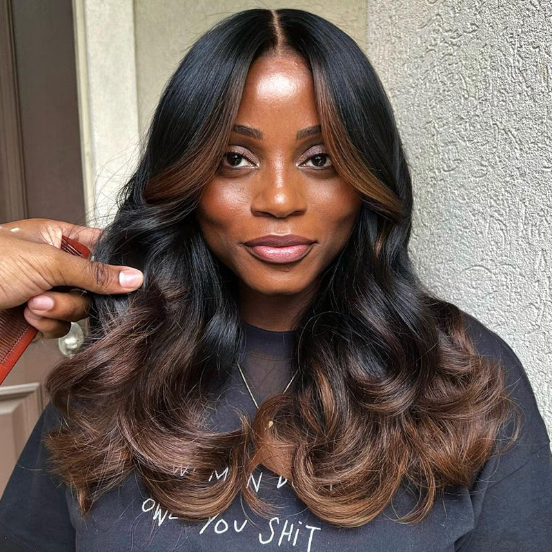 Ombre Body Wave Lace Front Wig 1B/30 Lace Frontal Wig Colored 13x4 HD Lace Human Hair Wigs
