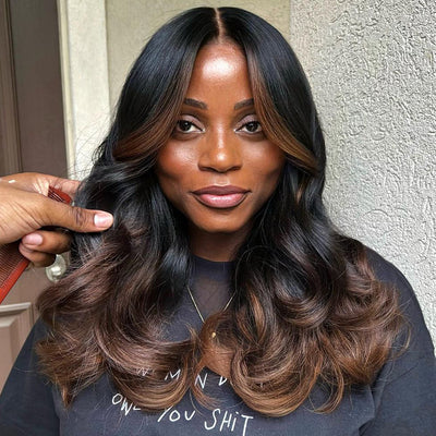 Ombre Body Wave Lace Front Wig 1B/30 Lace Frontal Wig Colored 13x4 HD Lace Human Hair Wigs