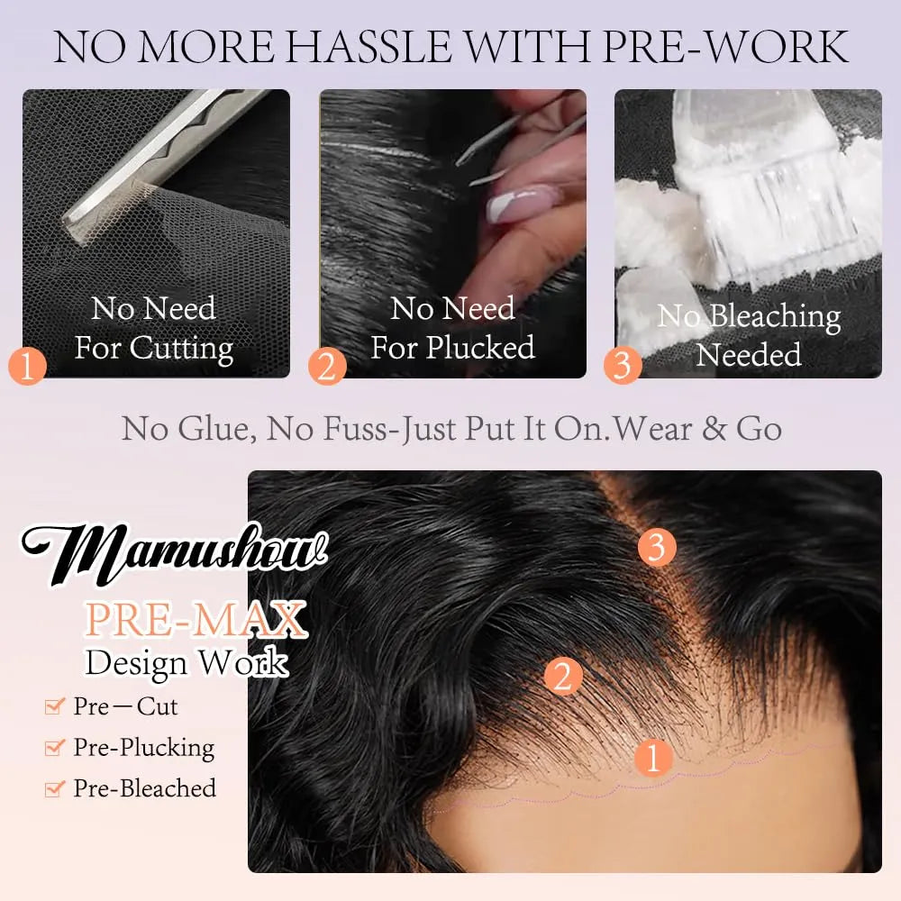 Wear &amp; Go 7x6 Water Wave Wig Lace Front Glueless Wig Invisible Drawstring