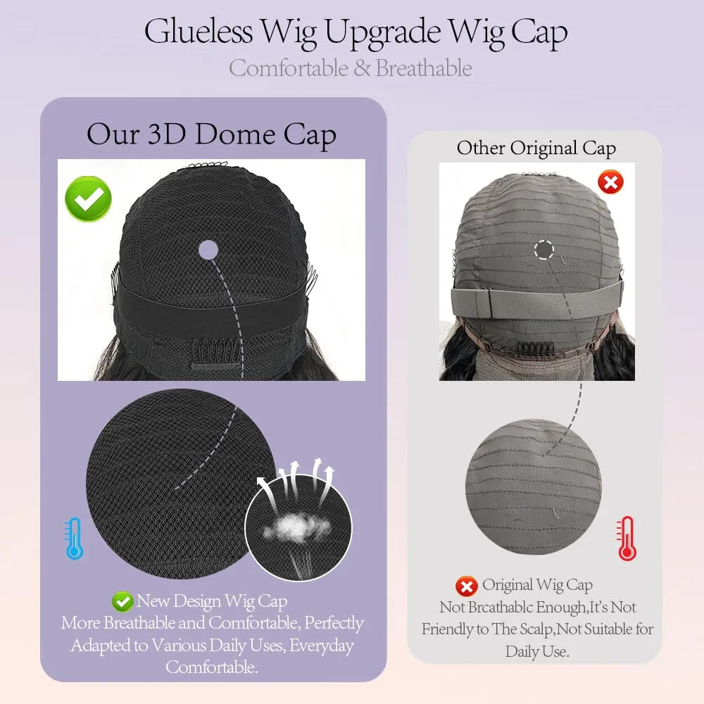 Wear &amp; Go 7x6 Water Wave Wig Lace Front Glueless Wig Invisible Drawstring