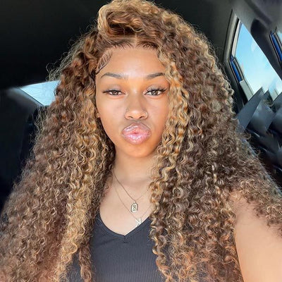 Highlight Deep Wave Frontal Wig 13*4 13*6 HD Lace Honey Blonde Wigs