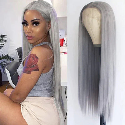 Grey Color 13x4 HD Lace Wigs for Women Straight Frontal Wigs With Baby Hair