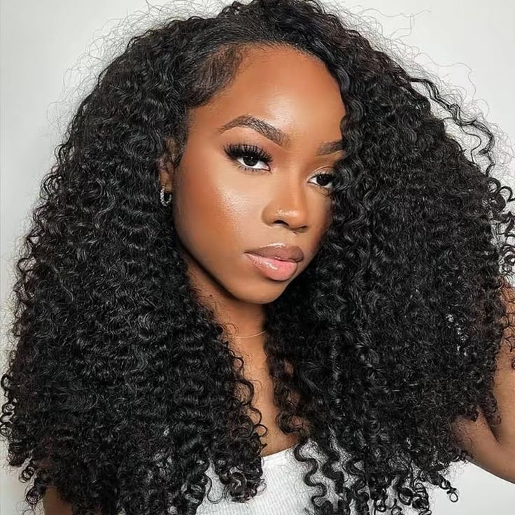 3-in-1 Afro Curly Half Wig Human Hair 180% Density Glueless Drawstring Wig Flexi-Fit Easy Wear