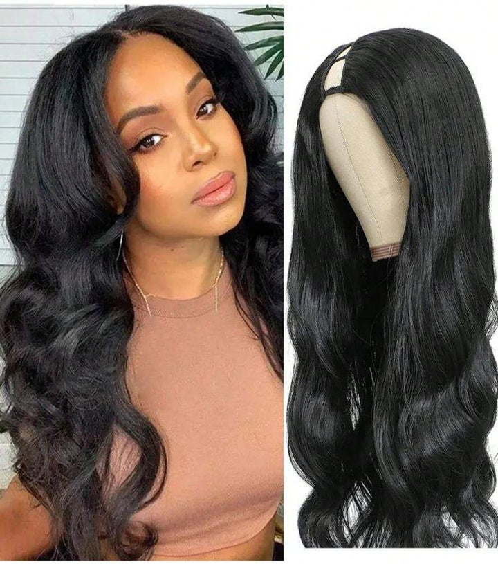 【Updated with Drawstring】Mamushow Body Wave V Part Wigs With Invisible Strap Drawstring 100% Human Virgin Hair Glueless Wig 180% Density Natural Black