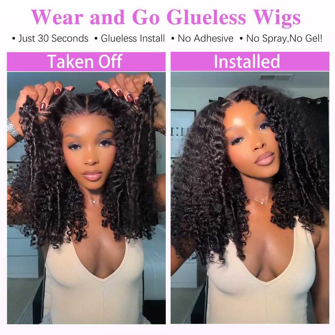 Wear &amp; Go 7x6 Burmese Curly Wig Lace Front Glueless Wig Invisible Drawstring