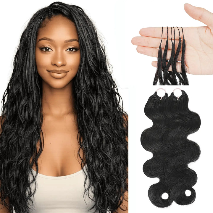 Mamushow Natural Black Feather Crochet Body Wave Human Hair Extensions Lightweight Fluffy Natural Look Crochet Hair