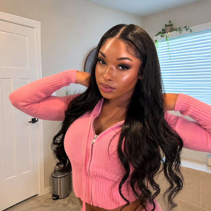 【Updated with Drawstring】Mamushow Body Wave V Part Wigs With Invisible Strap Drawstring 100% Human Virgin Hair Glueless Wig 180% Density Natural Black