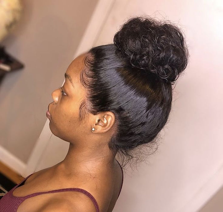 360 Lace Straight Wig Human Hair Invisible Drawstring Flexi-Fit Pre-Plucked Pre-Bleached Pre-Cut