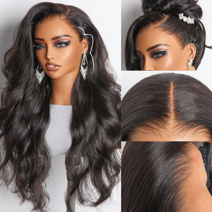 7x6 Lace Glueless Loose Body Wave Wig Human Hair Pre-Plucked Pre-Cut Lace Front Wig with Elastic Drawstring 250% Density Natural Color
