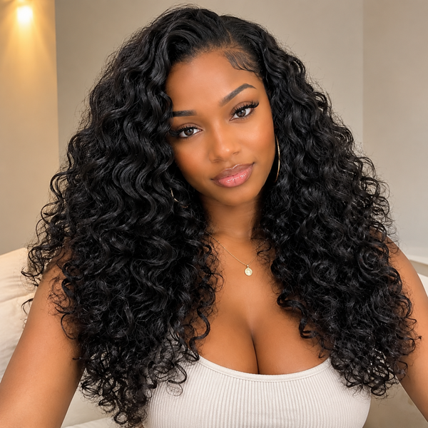 3 in 1 Indian Curly Half Wig Human Hair Glueless Wear & Go Wig Beginner Friendly