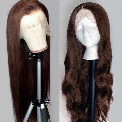 #4 Dark Brown Color Wig 13x4 13x6 Frontal Lace Front Wig Body Wave Hair Wig 180% Density Human Hair Wig