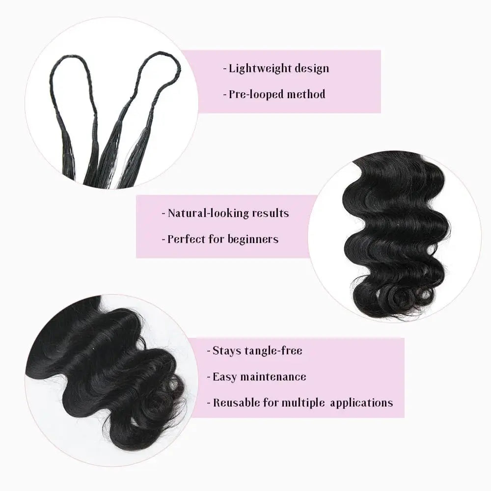 Mamushow Natural Black Feather Crochet Body Wave Human Hair Extensions Lightweight Fluffy Natural Look Crochet Hair