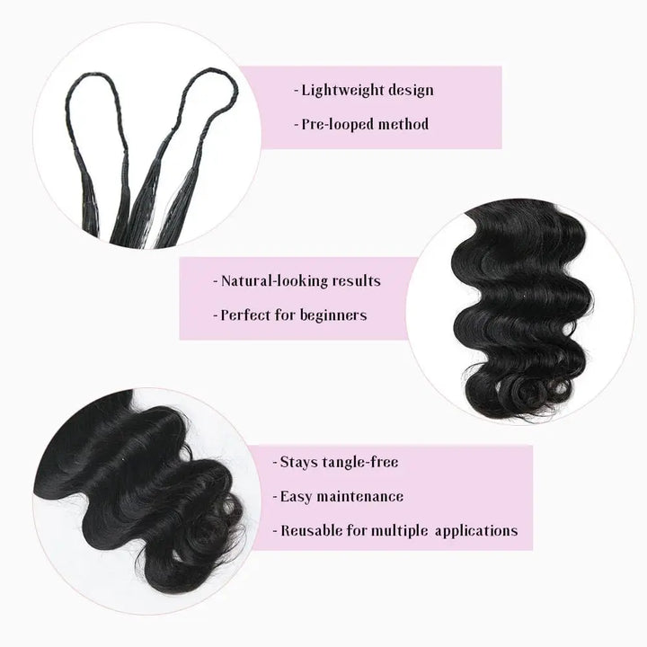 Mamushow Natural Black Feather Crochet Body Wave Human Hair Extensions Lightweight Fluffy Natural Look Crochet Hair