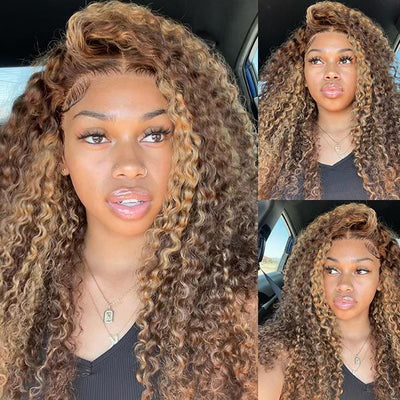 Highlight Deep Wave Frontal Wig 13*4 13*6 HD Lace Honey Blonde Wigs
