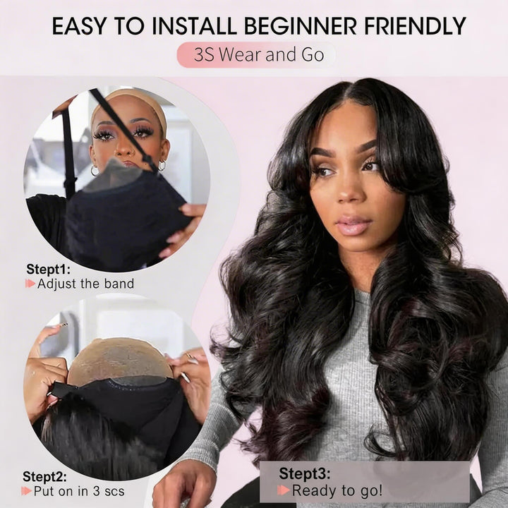 7x6 Wear and Go Wig Human Hair 200% Density Glueless Drawstring Wig