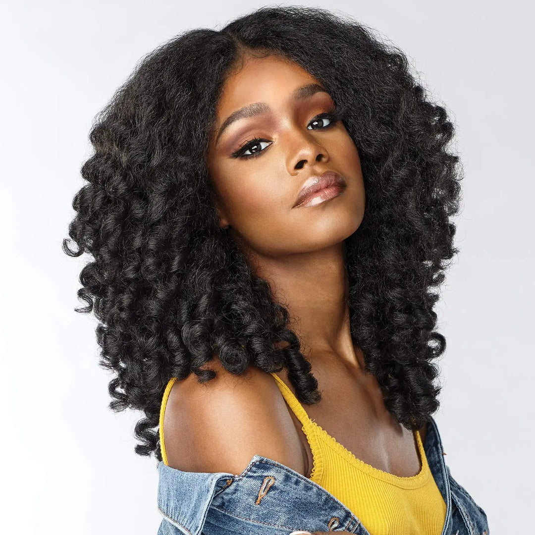 3 in 1 Burmese Curly Half Wig Human Hair 200% Density Glueless Wear &amp; Go Wig Beginner Friendly