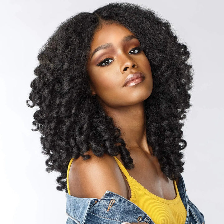 3 in 1 Burmese Curly Half Wig Human Hair 200% Density Glueless Wear &amp; Go Wig Beginner Friendly