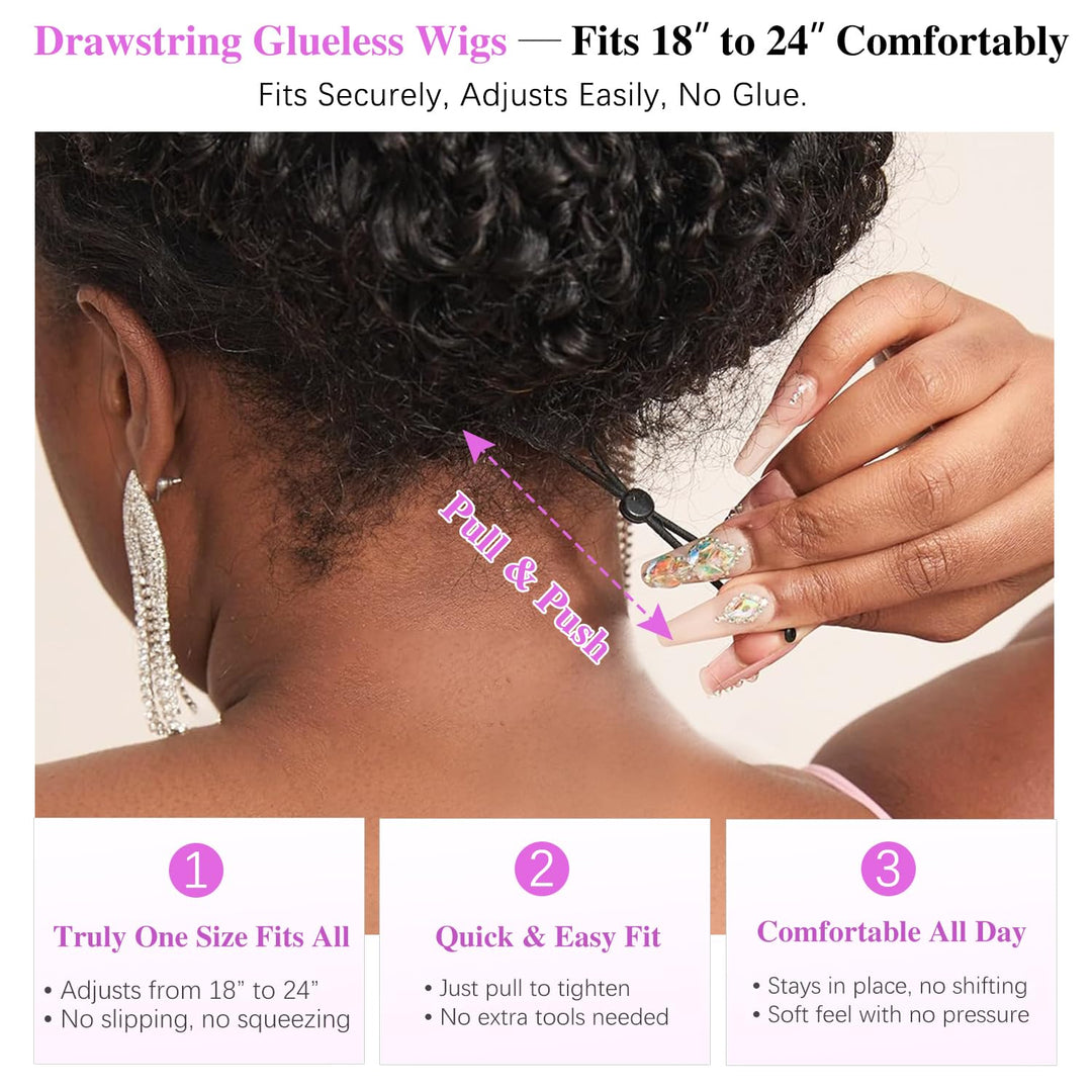 Wear &amp; Go 7x6 Burmese Curly Wig Lace Front Glueless Wig Invisible Drawstring
