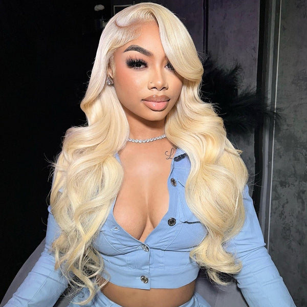 Body Wave Lace Front Glueless 613 Blonde Lace 4x4 Lace Closure Wig With Natural Hairline