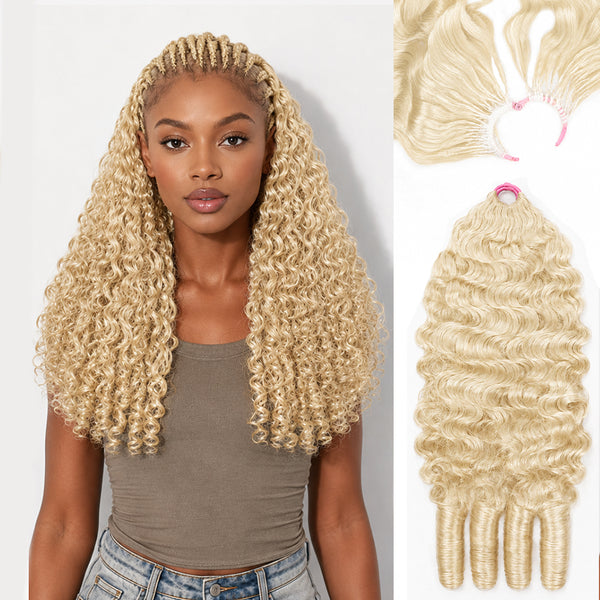 #613 Blonde Feather Crochet Hair for Miracle Knots Burmese Curly Wave Pre-Separated 50g/Pack Reusable Human Hair