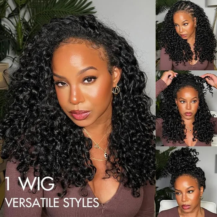 3 in 1 Burmese Curly Half Wig Human Hair 200% Density Glueless Wear &amp; Go Wig Beginner Friendly