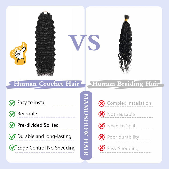 Feather Crochet Water Wave Human Hair Extensions Lightweight Fluffy Natural Look Crochet Hair