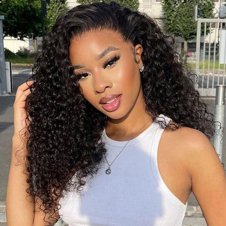 3-in-1 Water Wave Half Wig Human Hair 180% Density Glueless Drawstring Wig Flexi-Fit Easy Wear