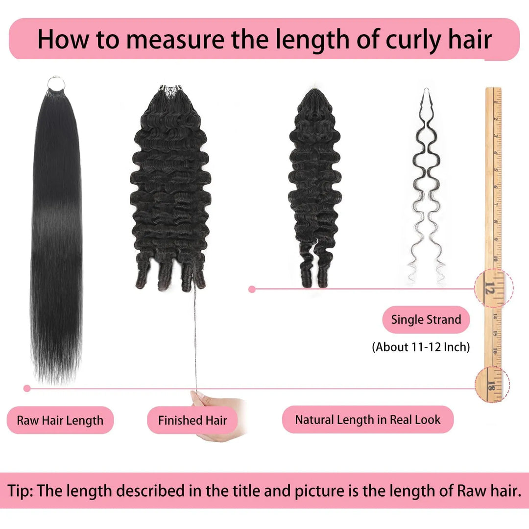 Mamushow Feather Crochet Human Hair Bundles for Miracle Knots Human Hair Burmese Curly Pre-Separated 50g/Pack Reusable Invisible 100% Virgin Human Hair Crochet Extensions Natural Black