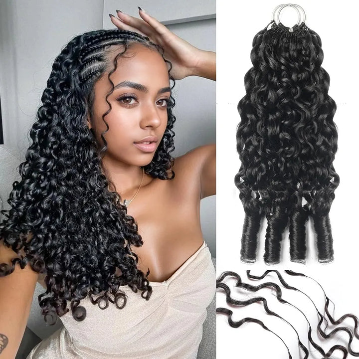 Mamushow Feather Crochet Human Hair Bundles for Miracle Knots Human Hair Burmese Curly Pre-Separated 50g/Pack Reusable Invisible 100% Virgin Human Hair Crochet Extensions Natural Black