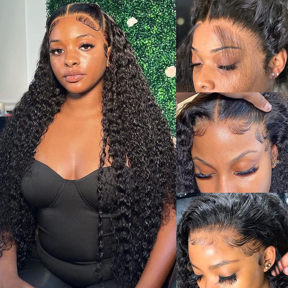 360 Lace Loose Deep Wave Wig Human Hair Invisible Drawstring Flexi-Fit Pre-Plucked Pre-Bleached Pre-Cut