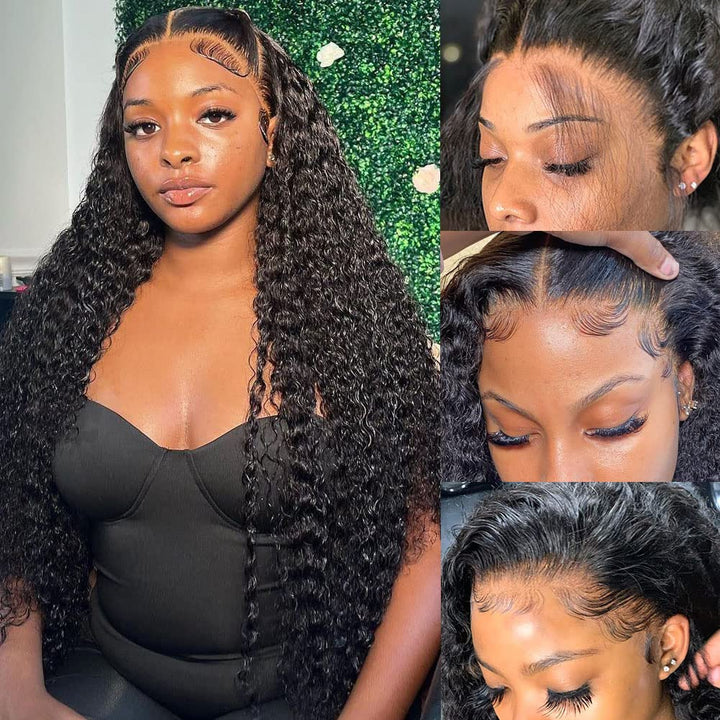 360 Lace Loose Deep Wave Wig Human Hair Invisible Drawstring Flexi-Fit Pre-Plucked Pre-Bleached Pre-Cut