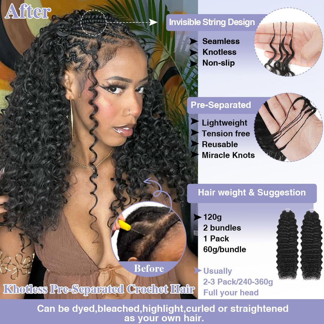 Feather Crochet Water Wave Human Hair Extensions Lightweight Fluffy Natural Look Crochet Hair