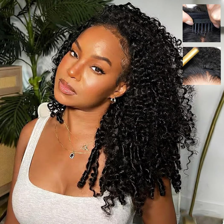 3 in 1 Burmese Curly Half Wig Human Hair 200% Density Glueless Wear &amp; Go Wig Beginner Friendly