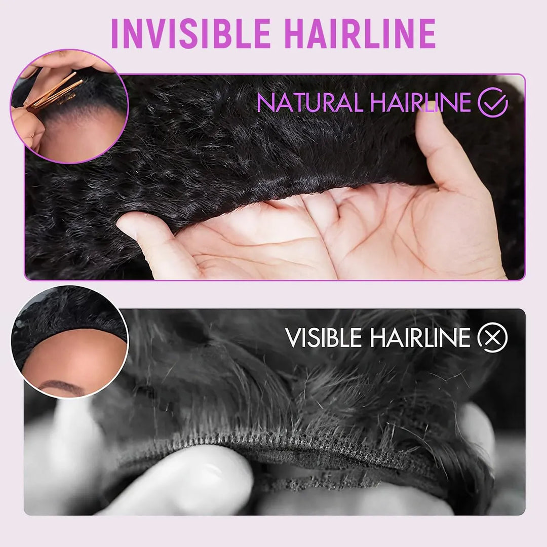 3 in 1 Burmese Curly Half Wig Human Hair 200% Density Glueless Wear &amp; Go Wig Beginner Friendly