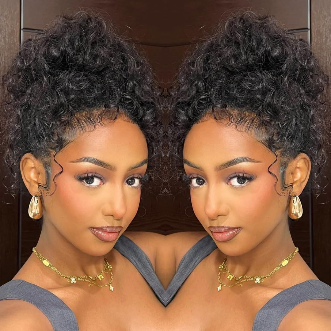 360 Lace Water Wave Wig Human Hair Invisible Drawstring Flexi-Fit Pre-Plucked Pre-Bleached Pre-Cut