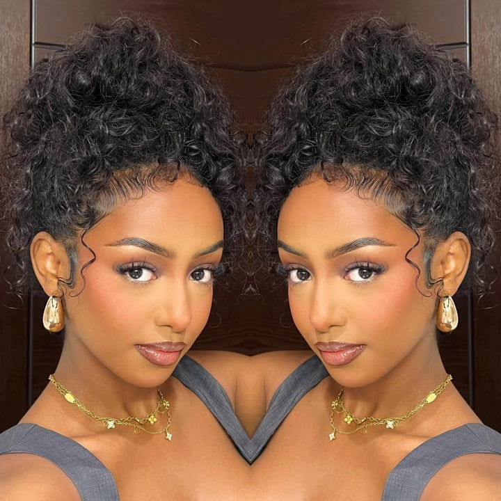 360 Lace Water Wave Wig Human Hair Invisible Drawstring Flexi-Fit Pre-Plucked Pre-Bleached Pre-Cut