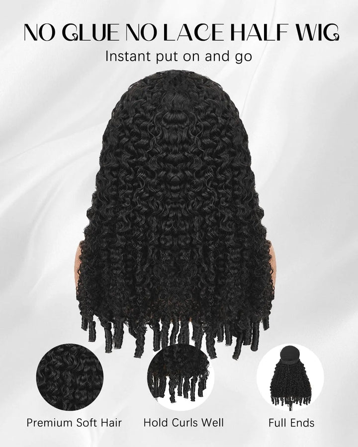 3 in 1 Burmese Curly Half Wig Human Hair 200% Density Glueless Wear &amp; Go Wig Beginner Friendly