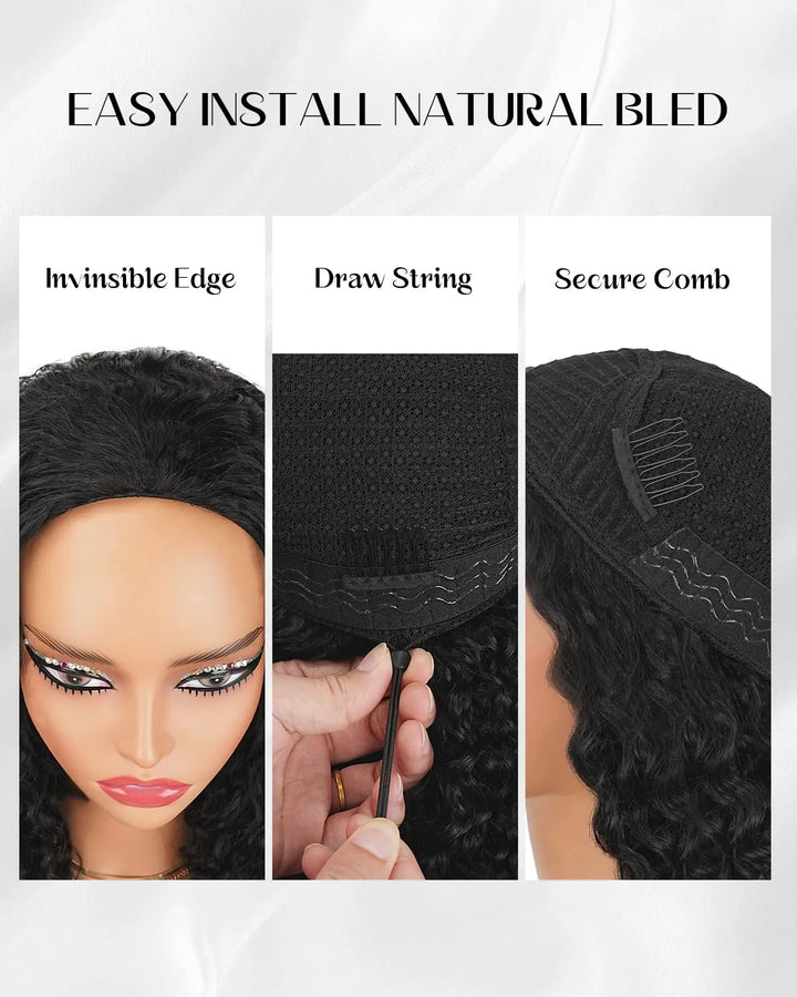 3 in 1 Burmese Curly Half Wig Human Hair 200% Density Glueless Wear &amp; Go Wig Beginner Friendly
