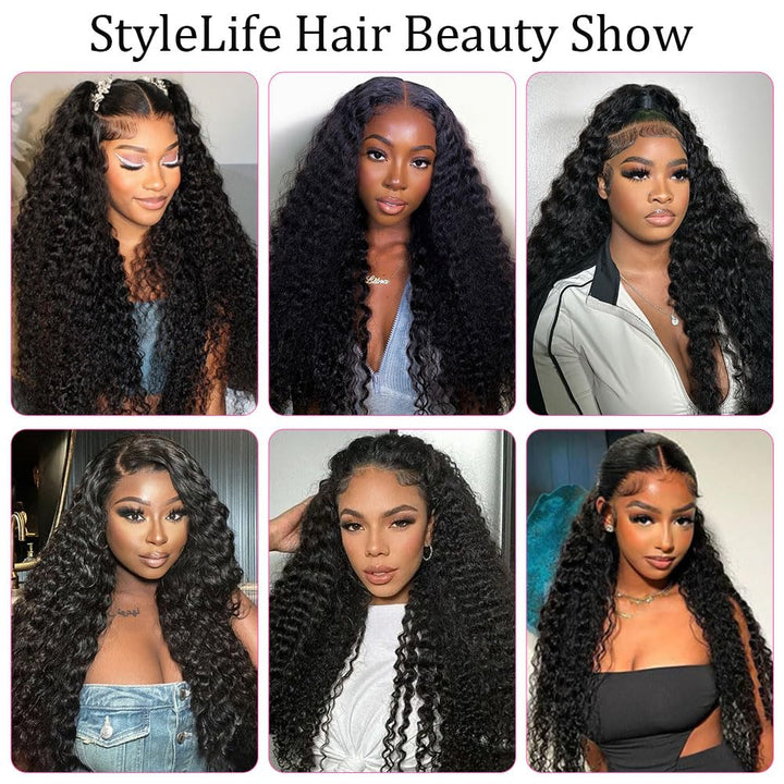 360 Lace Deep Wave Wig Human Hair Invisible Drawstring Flexi-Fit Pre-Plucked Pre-Bleached Pre-Cut