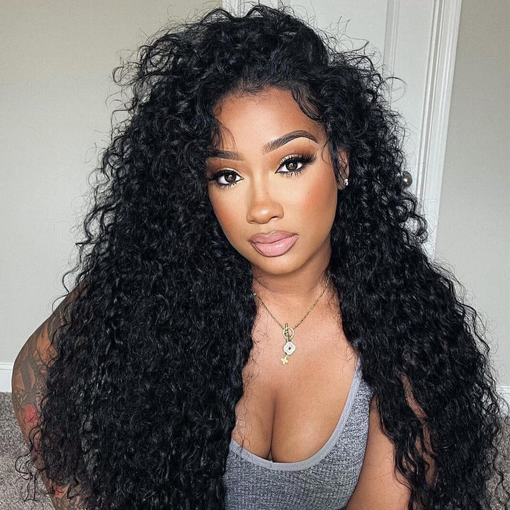 3-in-1 Water Wave Half Wig Human Hair 180% Density Glueless Drawstring Wig Flexi-Fit Easy Wear