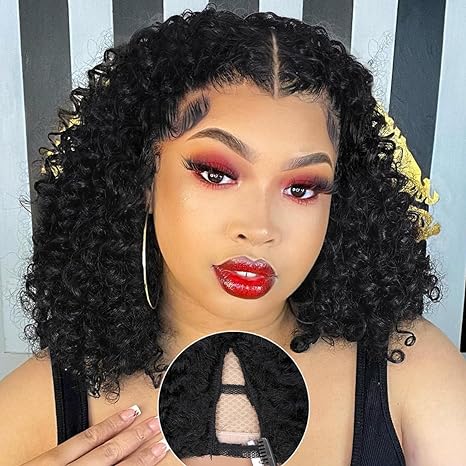 V Part Glueless Water Wave Bob Wig No Leave Out Upgrade