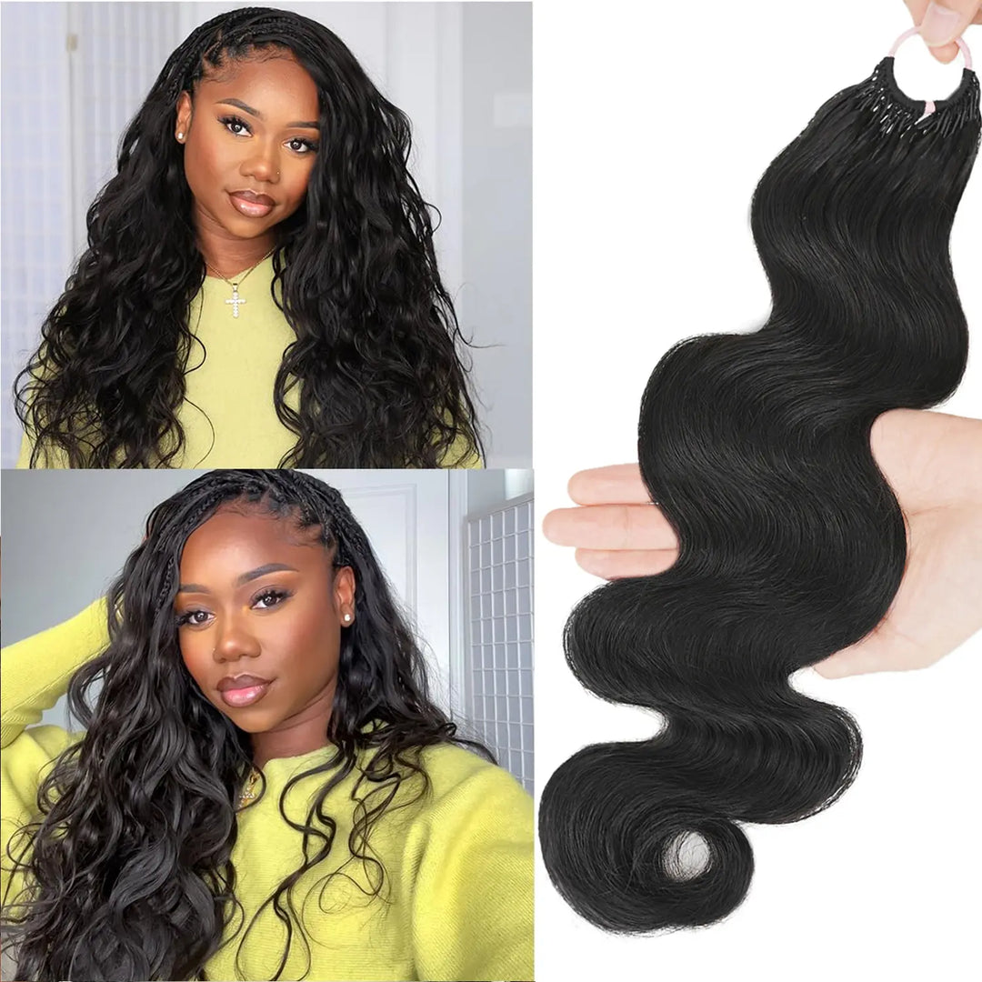 Mamushow Natural Black Feather Crochet Body Wave Human Hair Extensions Lightweight Fluffy Natural Look Crochet Hair