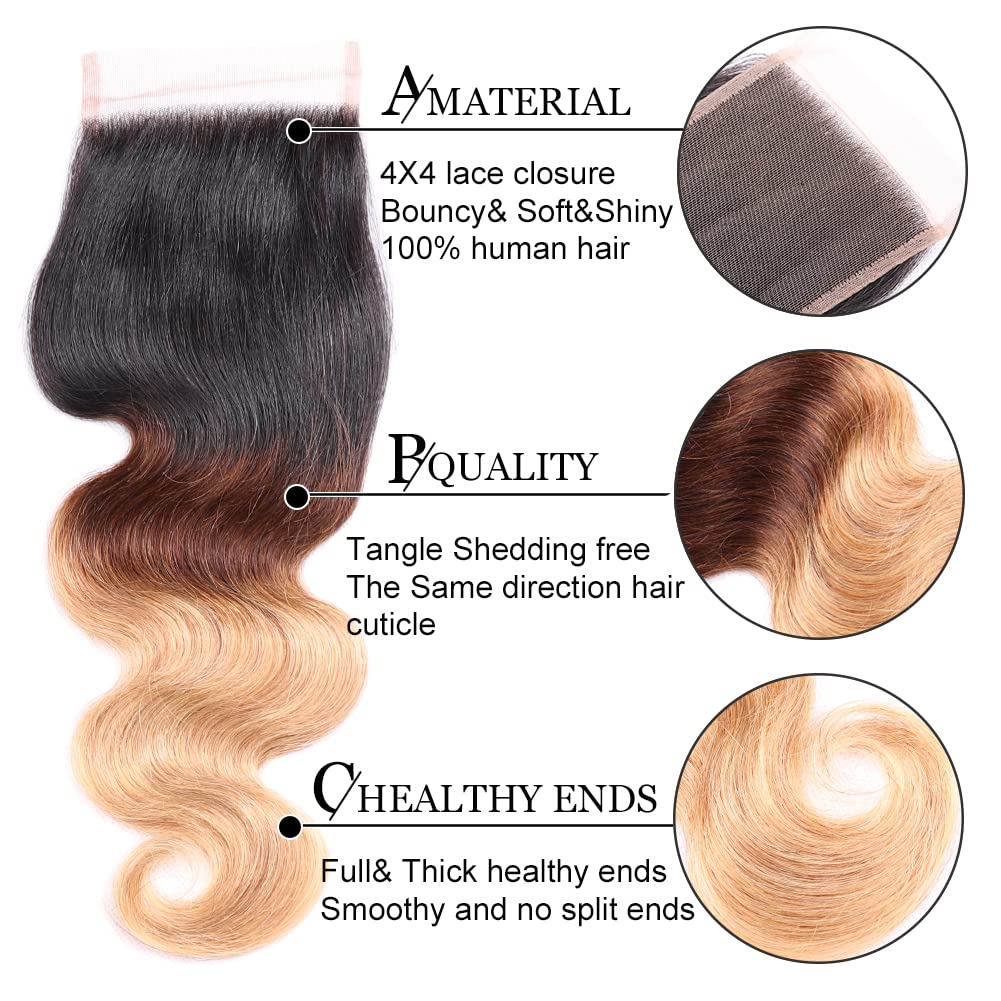 Ombre T1B/4/27 Blonde Highlight Body Wave Hd Lace Front Wigs