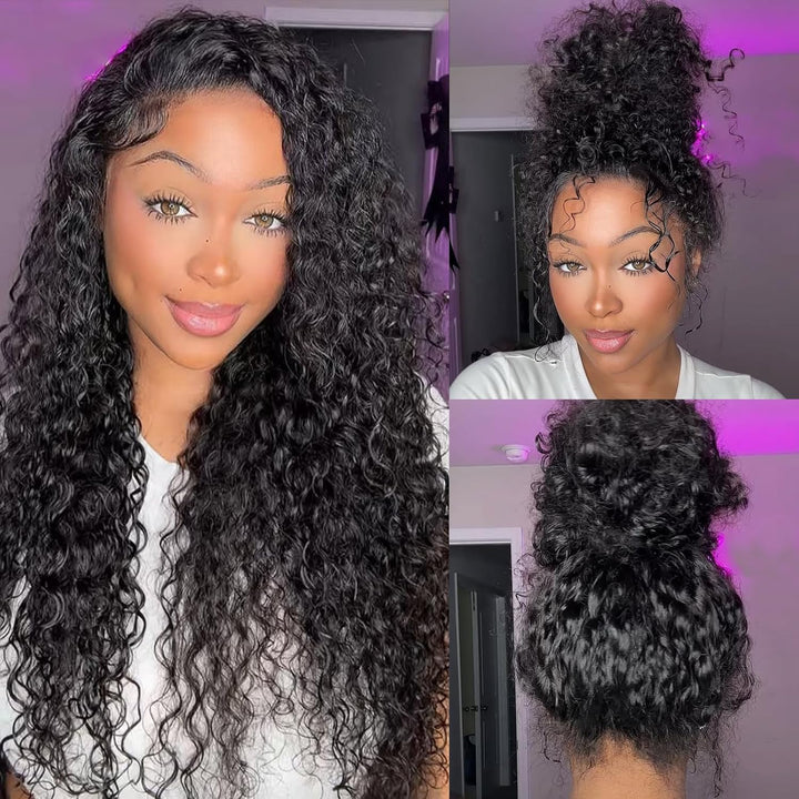 360 Lace Water Wave Wig Human Hair Invisible Drawstring Flexi-Fit Pre-Plucked Pre-Bleached Pre-Cut
