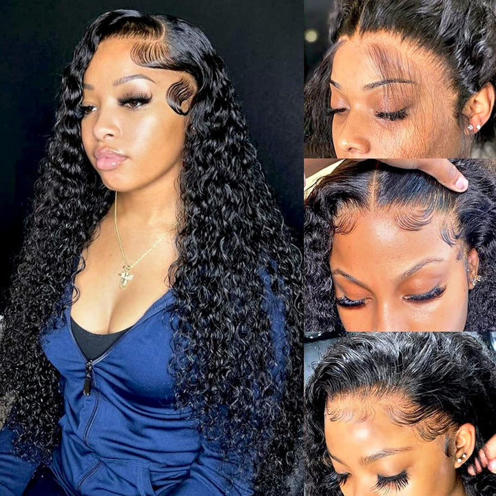 360 Lace Deep Wave Wig Human Hair Invisible Drawstring Flexi-Fit Pre-Plucked Pre-Bleached Pre-Cut