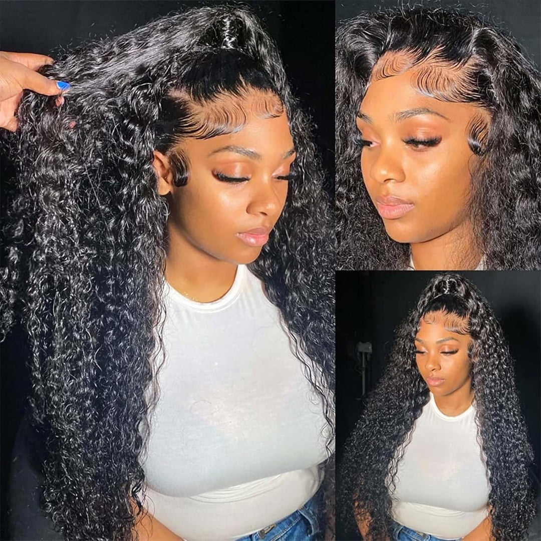 360 Lace Deep Wave Wig Human Hair Invisible Drawstring Flexi-Fit Pre-Plucked Pre-Bleached Pre-Cut