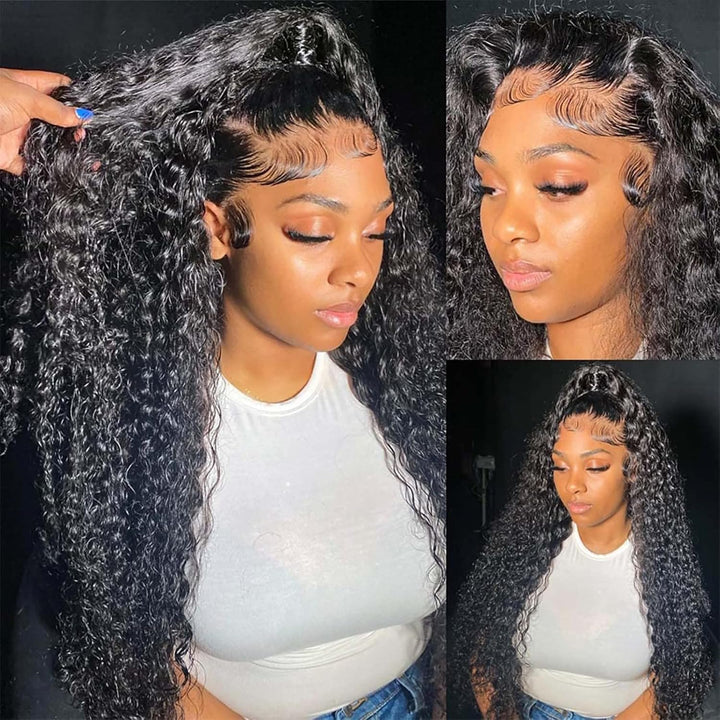 360 Lace Deep Wave Wig Human Hair Invisible Drawstring Flexi-Fit Pre-Plucked Pre-Bleached Pre-Cut