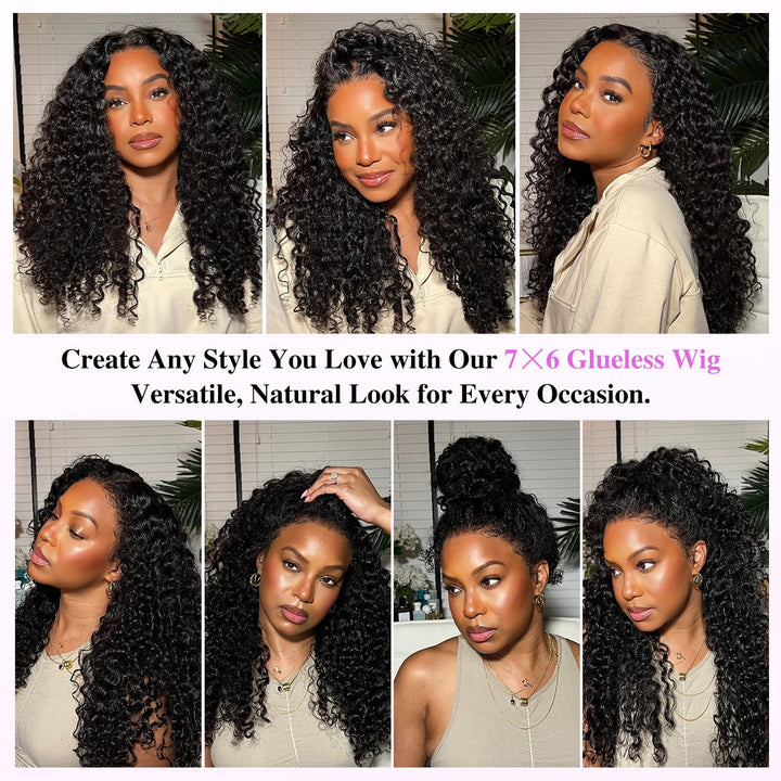 Wear &amp; Go 7x6 Burmese Curly Wig Lace Front Glueless Wig Invisible Drawstring